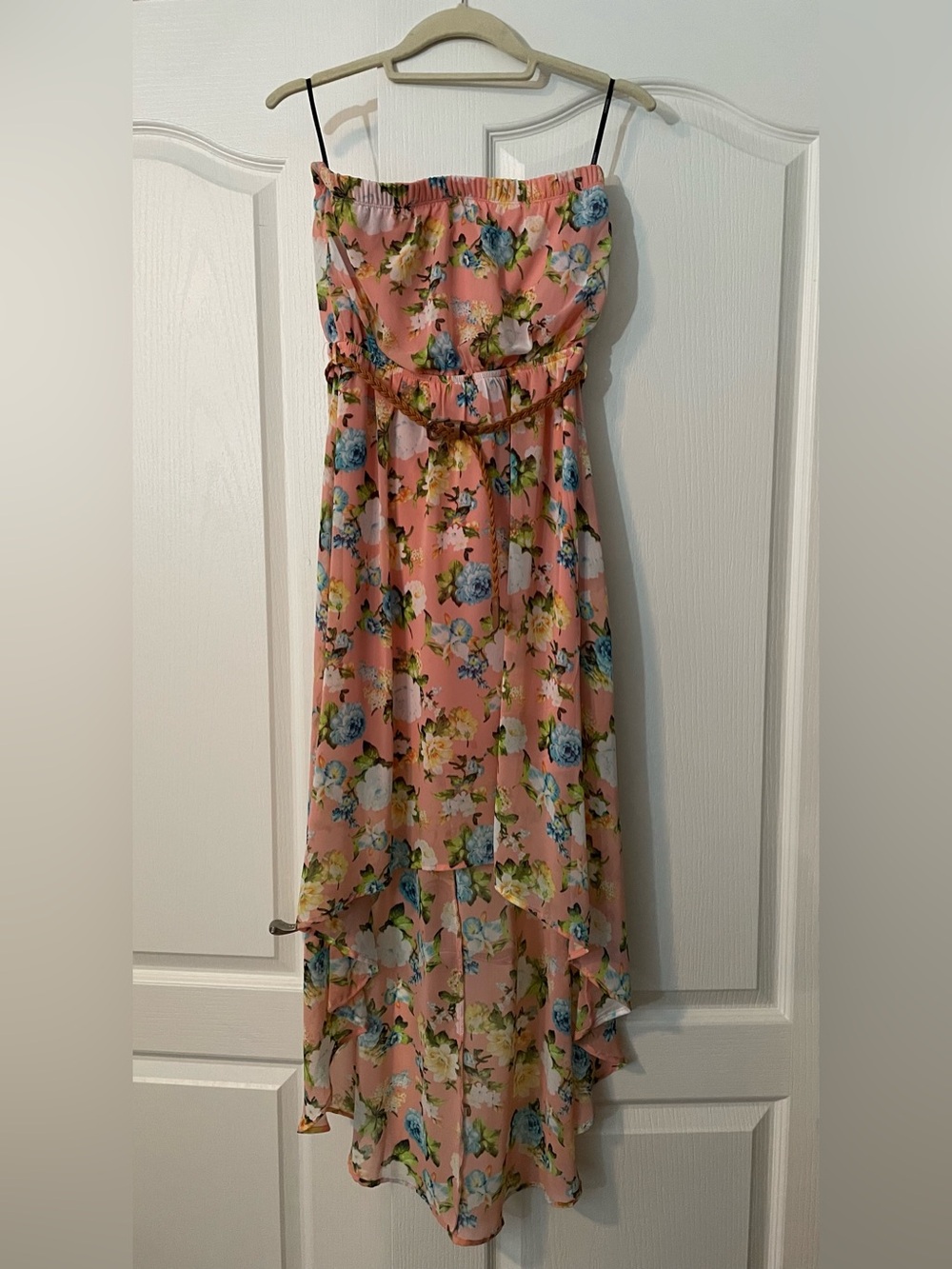 Forever 21 Pink Floral High-Low Strapless Dress